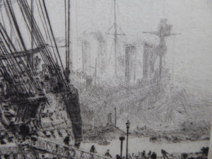 William Wyllie HMS Victory Portsmouth Signed Drypoint Etching