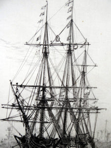 William Wyllie HMS Victory Portsmouth Signed Drypoint Etching