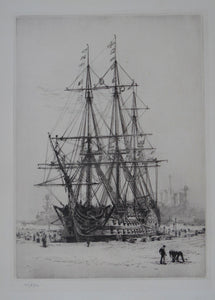 William Wyllie HMS Victory Portsmouth Signed Drypoint Etching