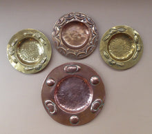 Load image into Gallery viewer, SET OF FOUR Miniature Early 20th Century Arts and Crafts Copper &amp; Brass Card or Pin Trays. All hand made examples

