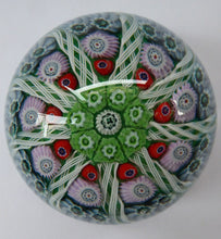 Load image into Gallery viewer, Scottish Glass. Strathearn Millefiori Canes and Latticino Nine Spoke Paperweight
