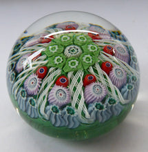 Load image into Gallery viewer, Scottish Glass. Strathearn Millefiori Canes and Latticino Nine Spoke Paperweight

