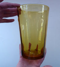 Load image into Gallery viewer, Amber WHITEFRIARS Glass Vertical Ribbed LARGE Tumbler Vase. 8 Inches in height. Excellent Condition
