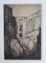 Load image into Gallery viewer, SCOTTISH ART. Original Ian Strang Etching. Puente Nuevo, Ronda, Spain. Signed and Dated 1913. FRAMED
