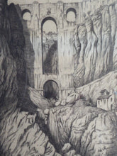 Load image into Gallery viewer, SCOTTISH ART. Original Ian Strang Etching. Puente Nuevo, Ronda, Spain. Signed and Dated 1913. FRAMED
