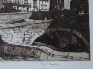 AMERICAN ETCHING. Louis Conrad Rosenberg (1890 - 1983). Carrera Del Darro, Granada. Pencil Signed