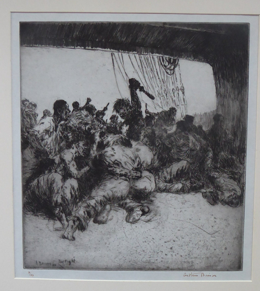 Arthur Briscoe The Fight Etching Drypoint 1936