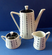 Load image into Gallery viewer, 1950s POLISH COFFEE Set by WAWEL Porcelain. Stylish Mid Century Abstract Pattern. Complete Set
