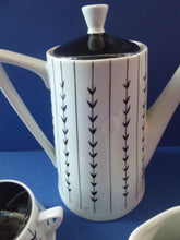 Load image into Gallery viewer, 1950s POLISH COFFEE Set by WAWEL Porcelain. Stylish Mid Century Abstract Pattern. Complete Set
