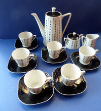 Load image into Gallery viewer, 1950s POLISH COFFEE Set by WAWEL Porcelain. Stylish Mid Century Abstract Pattern. Complete Set
