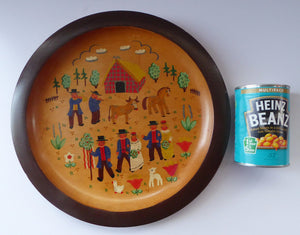 SWEDISH FOLK ART 1930s Wooden Plate. Rare Hand Painted Wedding Plate. Signed with initials and dated 1936 on the reverse