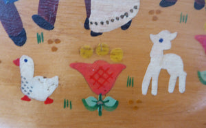 SWEDISH FOLK ART 1930s Wooden Plate. Rare Hand Painted Wedding Plate. Signed with initials and dated 1936 on the reverse