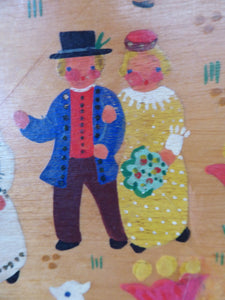 SWEDISH FOLK ART 1930s Wooden Plate. Rare Hand Painted Wedding Plate. Signed with initials and dated 1936 on the reverse