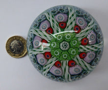 Load image into Gallery viewer, Scottish Glass. Strathearn Millefiori Canes and Latticino Nine Spoke Paperweight
