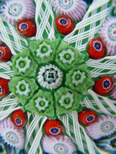 Load image into Gallery viewer, Scottish Glass. Strathearn Millefiori Canes and Latticino Nine Spoke Paperweight
