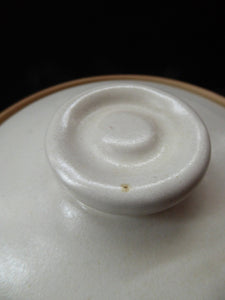 SCOTTISH POTTERY, Vintage Lidded Serving Dish by Barbara Davidson. 1970s with hand-painted "Clouds" decoration