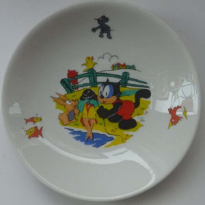 FELIX the CAT Shallow Bowl. RARE Vintage 1960s German Wintering Pottery Dish