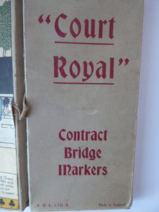 Rare 1930s CONTRACT BRIDGE Score Pads. Art Deco "Court Royal" Set with Chromolithograph Images of a Medieval Court