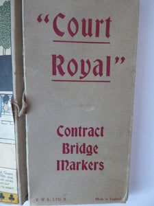1930s CONTRACT BRIDGE Score Pads. Rare Art Deco "Court Royal" Set with Chromolithograph Images of a Medieval Court