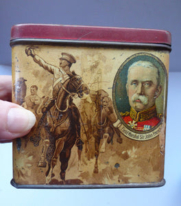 LORD KITCHENER, John French, Admiral Jellicoe etc. Rare Antique 1914 WWI Souvenir Tin for Leaf Tea
