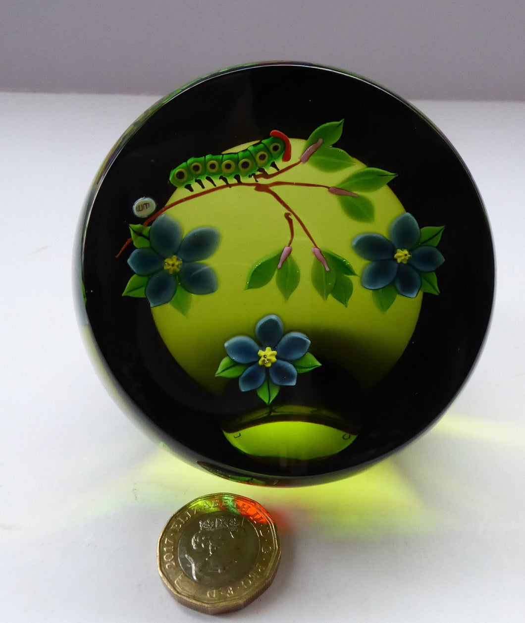 993 Limited Edition Caithness CATERPILLAR Paperweight by William Manson