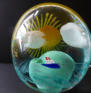 Caithness Glass Paperweight. FANTASY ISLAND: (Sailing By) Designed by Sarah Peterson