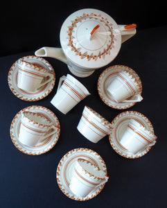 1930s ART DECO Teaset by Myott Pottery. Hand Painted with Pretty Abstract Pattern