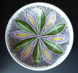 1950s Swedish LAHOLM Bowl with Stylised Image of a Flower.  Attractive Large Scandinavian Vintage Dish