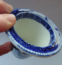 Load image into Gallery viewer, 1920s ROYAL DOULTON Miniature Meat Pot. Flow Blue with Traditional Willow Pattern
