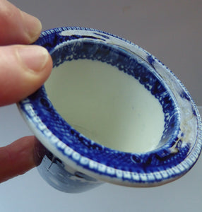 1920s ROYAL DOULTON Miniature Meat Pot. Flow Blue with Traditional Willow Pattern