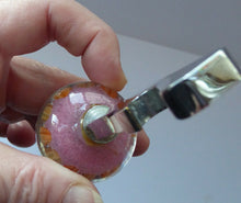 Load image into Gallery viewer, VASART GLASS Paperweight Set into a Lassman Chrome Bottle Opener Section. Miniature Millefiori Weight; 1960s
