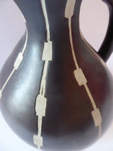Load image into Gallery viewer, Unusual Black and White Pitcher or Jug. Matt Black Glaze with Incised Abstract Pattern. Signed SILA on the base
