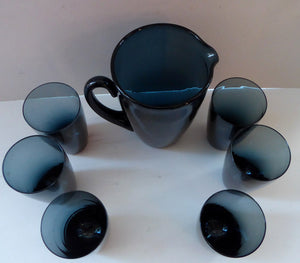 Vintage 1960s HOLMEGAARD Lemonade Set. Large Serving Jug and Six Matching Tumblers. Excellent Condition