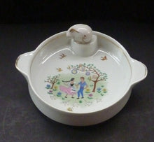 Load image into Gallery viewer, Heated Baby Bowl. VINTAGE FRENCH Limoges Dish with Singer Mark and Stamp. Shows Cute Couple Dancing in an Orchard
