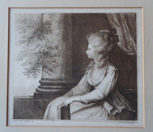 1778 Francesco BARTOLOZZI Etching after Lady Diana Beauclerk, Duchess of Devonshire. Original 18th Century Stipple Engraving