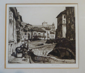 AMERICAN ETCHING. Louis Conrad Rosenberg (1890 - 1983). Carrera Del Darro, Granada. Pencil Signed