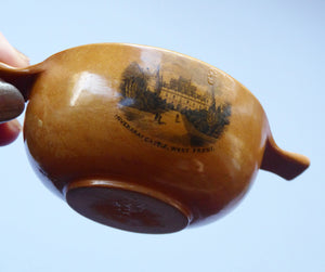 Antique 19th Century MAUCHLINE Ware Miniature Scottish Drinking Quaich. With Image of Inveraray Castle