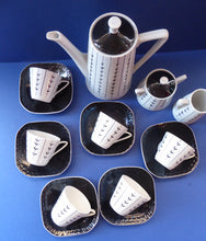 Load image into Gallery viewer, 1950s POLISH COFFEE Set by WAWEL Porcelain. Stylish Mid Century Abstract Pattern. Complete Set
