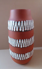 Load image into Gallery viewer, 1960s WEST GERMAN Vase. Scheurich 203-26. Exterior with Matt Terracotta Glaze; the Interior with Glossy Turquoise Glaze

