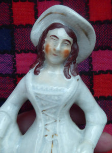 ANTIQUE Victorian Staffordshire Figurine. Highland Lady with Basket of Grapes