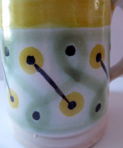 SCOTTISH POTTERY. 1950s Buchan Stoneware Tankard Shape Mug. Very Rare Abstract Pattern