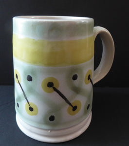 SCOTTISH POTTERY. 1950s Buchan Stoneware Tankard Shape Mug. Very Rare Abstract Pattern
