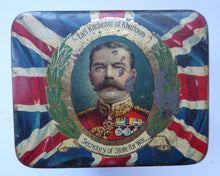 Load image into Gallery viewer, LORD KITCHENER, John French, Admiral Jellicoe etc. Rare Antique 1914 WWI Souvenir Tin for Leaf Tea
