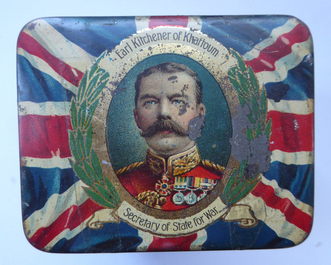 LORD KITCHENER, John French, Admiral Jellicoe etc. Rare Antique 1914 WWI Souvenir Tin for Leaf Tea