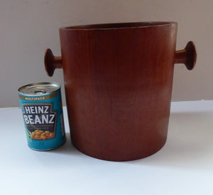 Vintage SCANDINAVIAN Heavy Teak Ice Bucket - with Lug Handles and Recessed Lid with Raised Knop. Good vintage condition; 1960s