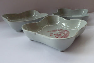 THREE Bjorn WIINBLAD Shallow Bowls. Made for Nymolle and Printed in Red