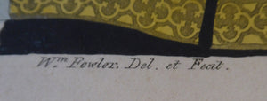 1805 Antique Coloured Engraving of Stained Glass William Fowler St Mary's Shrewsbury