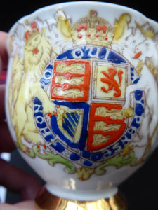 Pretty ELIZABETH II 1953 Porcelain Trio.  Coronation Cup, Saucer and Side Plate. STANLEY Pottery