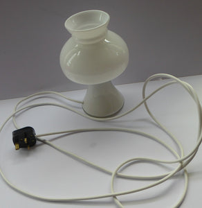 1970s HOLMEGAARD Glass Vintage Table Lamp. White Mushroom Shape