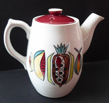 Load image into Gallery viewer, KITSCH 1960s Teapot or Coffee Pot with Abstract Fruit Patterns. LANGLEY POTTERY. Good Condition
